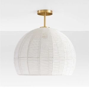 NWT Crate & Barrel Ivory Woven Mount Ceiling Light
